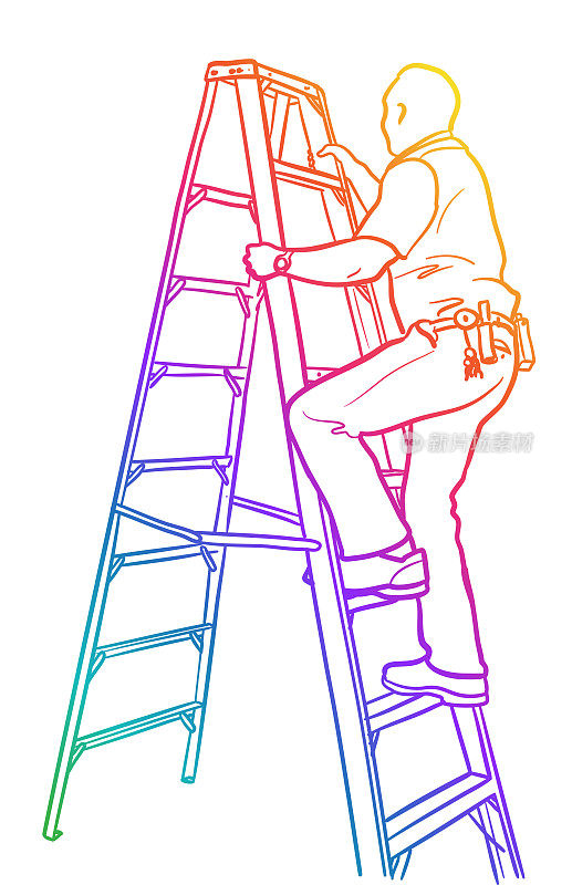 Climbing A Ladder Security Staff Rainbow